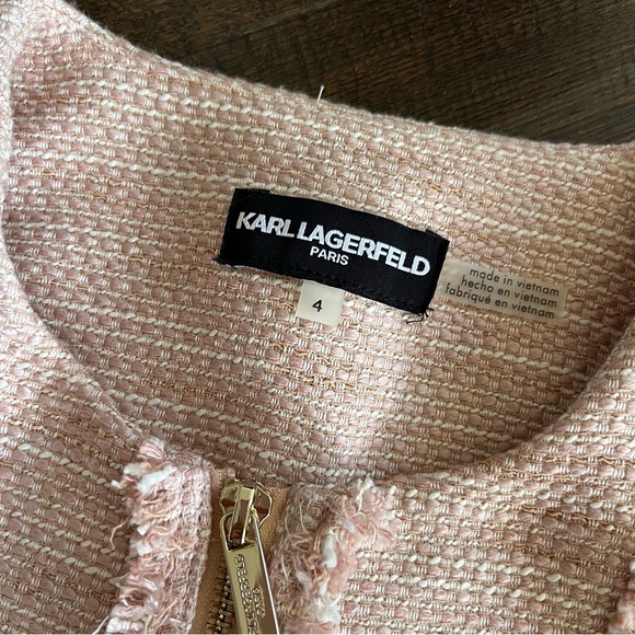 Karl Lagerfeld Pink Tweed Zip Front Blazer - Picture 11 of 16